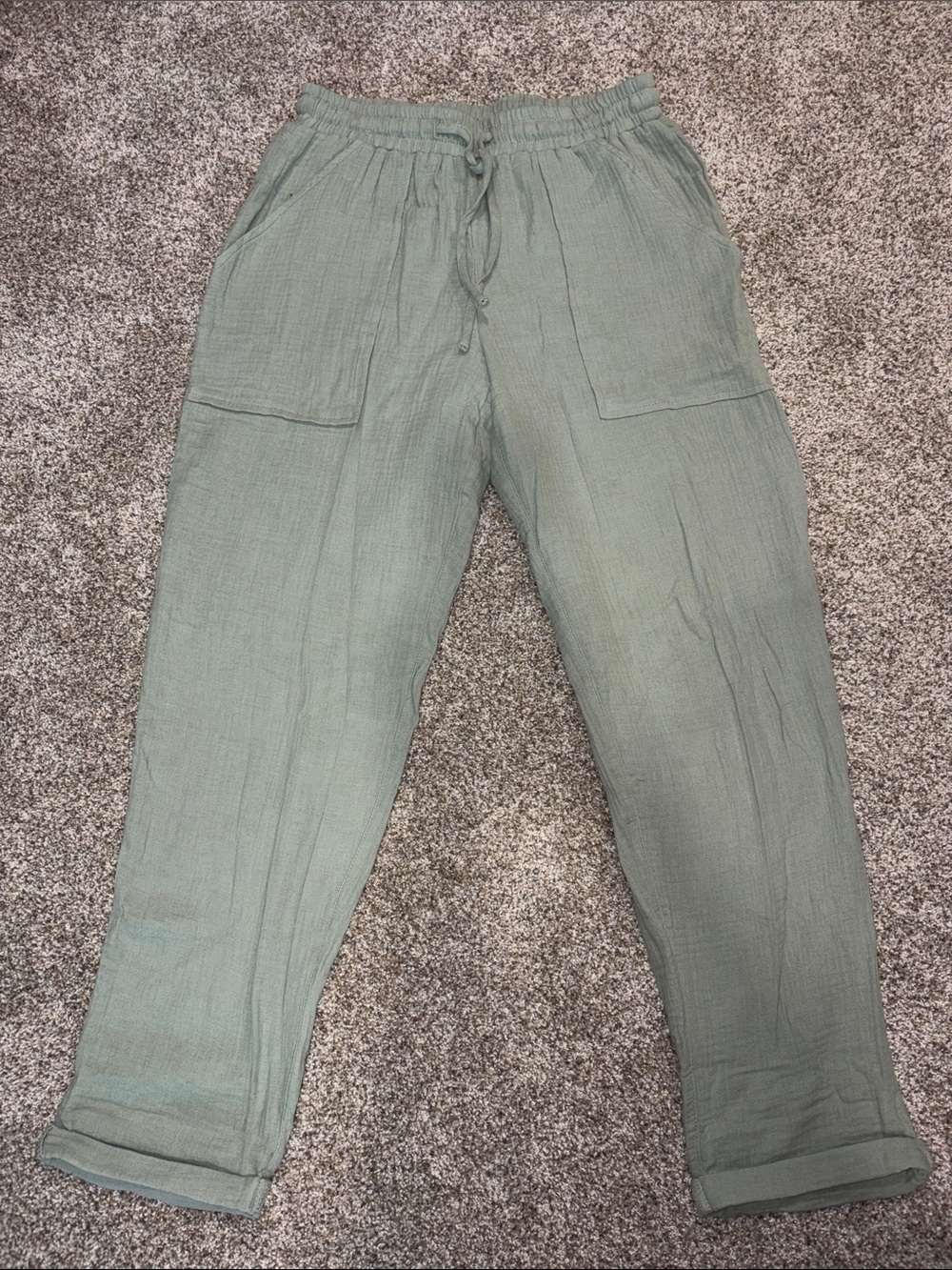 Jolt Women’s Casual Drawstring Cargo Pants in Sage